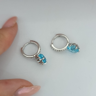 Beyaz Altın İşçiliğinde Aqua Crystal Xuping Küpe