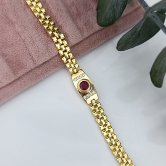 14K Renkte Fuşya Taşlı Vintage Bileklik