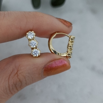 14K Renkte Xuping Üç Taşlı Halka Küpe