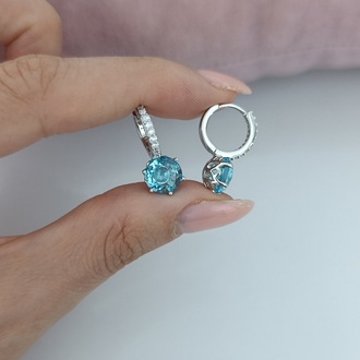 Beyaz Altın İşçiliğinde Aqua Crystal Xuping Küpe