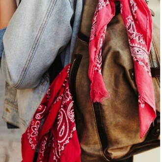 Kırmızı Etnik Desenli Pamuklu Kare Bandana