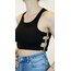 Kenar detaylı siyah crop top