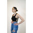 Kenar detaylı siyah crop top