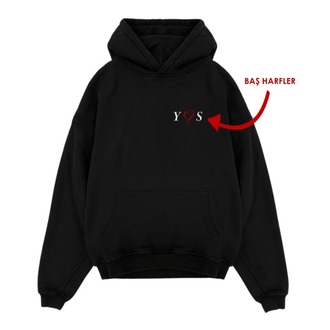 Kişiye özel Kalpli Baş Harf Tasarım Baskılı Oversize sweatshirt
