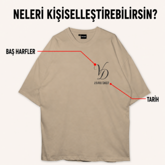 Kişiye Özel Baş Harf ve Tarih Baskılı Tişört