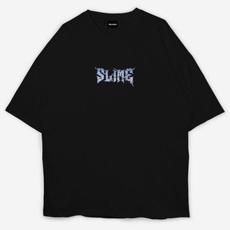 Slime Baskılı Oversize Siyah T-shirt