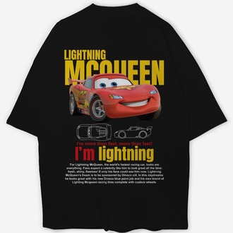 Mcqueen Baskılı Oversize Siyah T-shirt