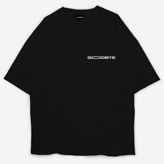 Goodbye Baskılı Oversize Siyah T-shirt
