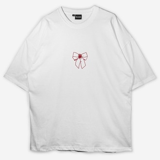 Çilekli Kurdele Baskılı Oversize T-shirt 