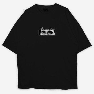 Montana1 Baskılı Oversize Siyah T-shirt