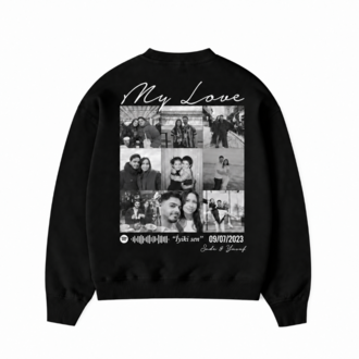 Kişiye özel tasarım baskılı kapşonsuz oversize sweatshirt