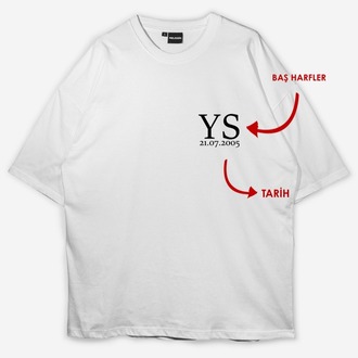 Kişiye özel Baş harfli Özel Tasarım Baskılı Oversize T-shirt 