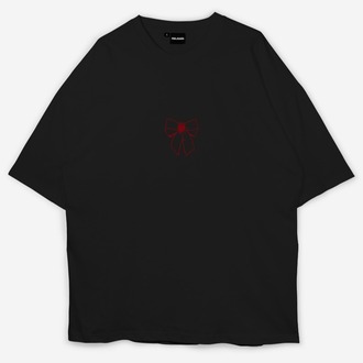 Çilekli Kurdele Baskılı Oversize T-shirt 