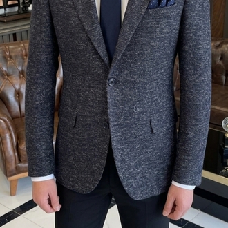 Premium Koleksiyon: Siyah Kırçıllı Slim Fit Ceket