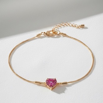 Gold Renk Pembe Kalpli Bileklik