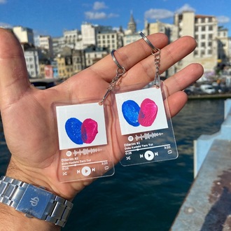 Spotify Şarkı Parmak İzi Anahtarlık Yapım Seti | Çift Hediyelik