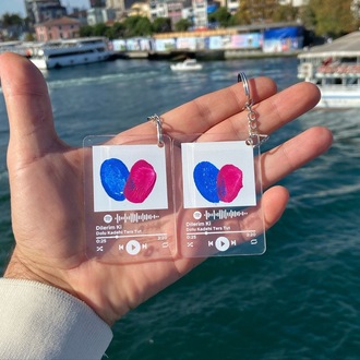 Spotify Şarkı Parmak İzi Anahtarlık Yapım Seti | Çift Hediyelik