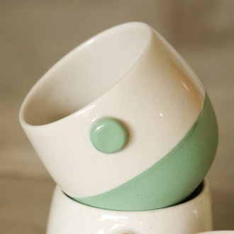 Stoneware İki Renk Kahve Fincanı