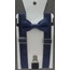 Lacivert Saten kumaş çocuk papyon ve pantolon askısı