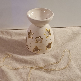 Altın yaldızlı tealight, mumluk, buhurdanlık 