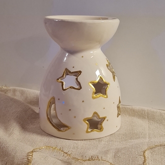 Altın yaldızlı tealight, mumluk, buhurdanlık 