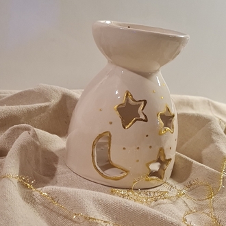 Altın yaldızlı tealight, mumluk, buhurdanlık 