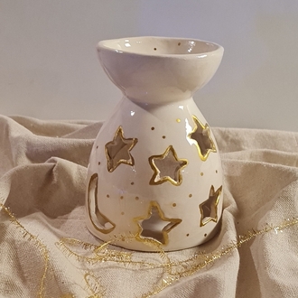 Altın yaldızlı tealight, mumluk, buhurdanlık 