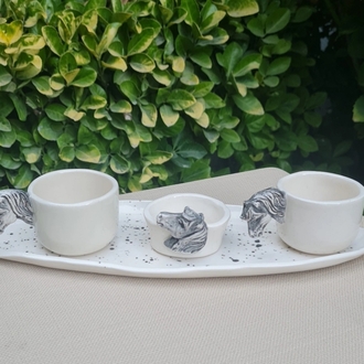 Atlı Türk kahve fincanı 2 kişilik 