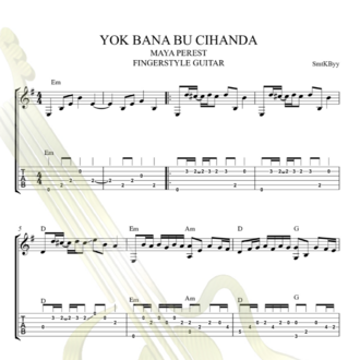 Yok Bana Bu Cihanda Fingerstyle Gitar Tab/ Nota