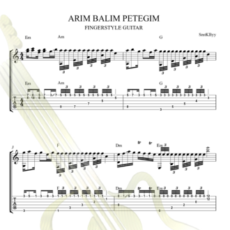 Arım Blım Peteğim Fingerstyle Guitar Tab / Nota