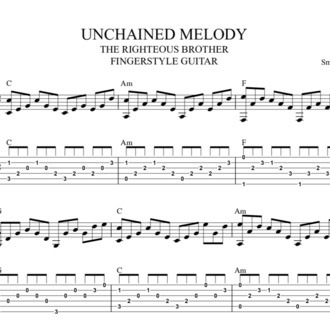 Righteous Brothers - Unchained Melody Fingerstyle Tab / Nota