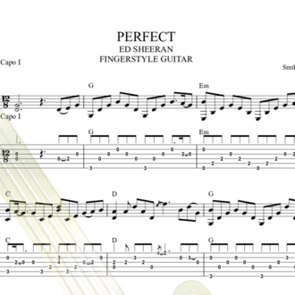 Ed Sheeran - Perfect Fingerstyle Guitar Tab / Nota