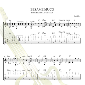 Besame Mucho Fingerstyle Guitar Tab / Nota