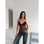 Dantel Detaylı Derin Dekolte Body Şık Kolsuz Yazlık Bodysuit - Kahvrenegi