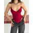 Derin Dekolte Askılı Body Sırt Dekolteli Şık Kolsuz Yazlık Bodysuit - Kırmızı