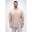 Erkek Premium Tişört OSY Yumuşak Dokulu Yıkamalı Oversize T-Shirt - Bej