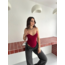 Derin Dekolte Askılı Body Sırt Dekolteli Şık Kolsuz Yazlık Bodysuit - Kırmızı