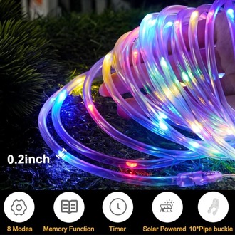 Solar Güneş Enerjili 10 Metre Neon RGB Şerit Flexible Dış Mekan Su Geçirmez