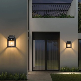 Solar Led Aplik Rustik Ampul Sensörlü Güneş Enerjili Duvar Aydınlatması