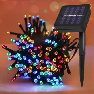 Solar 12 Metre RGB Karışık Renkli 100 Ledli Boncuk Led Güneş Enerjili
