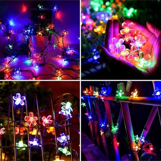 Solar 50 LED Papatya 5 Metre RGB 8 Kademeli Çiçek Güneş Enerjili Aydınlatma