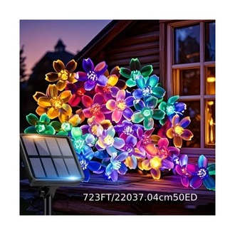 Solar 50 LED Papatya 5 Metre RGB 8 Kademeli Çiçek Güneş Enerjili Aydınlatma