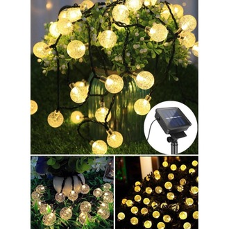 Solar 50 Ledli 8 Modlu Cam Kristal Top 8 Metre Gün Işığı Güneş Enerjili Bahçe Aydınlatma
