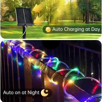 Solar Güneş Enerjili 10 Metre Neon RGB Şerit Flexible Dış Mekan Su Geçirmez