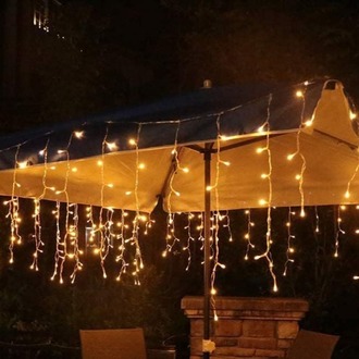 Güneş Enerjili Saçak Led 4 Metre 16 Saçaklı Işık Ip Perde Sarkıt Solar