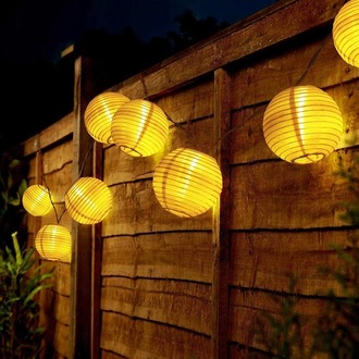 Solar 20 Ledli 3 Metre Mini Japon Feneri Sarı Güneş Enerjili 8 Modlu