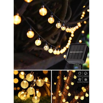 Solar 50 Ledli 8 Modlu Cam Kristal Top 8 Metre Gün Işığı Güneş Enerjili Bahçe Aydınlatma