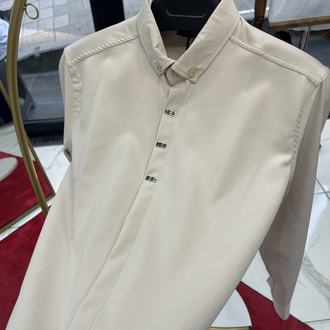 Premium Gizli düğme detay Slim Fit krem Gömlek