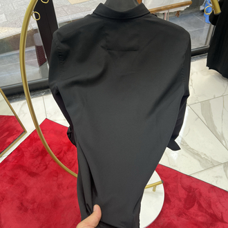 Premium Gizli düğme detay Slim Fit siyah Gömlek