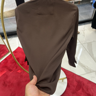 Premium Gizli düğme detay Slim Fit kahve Gömlek